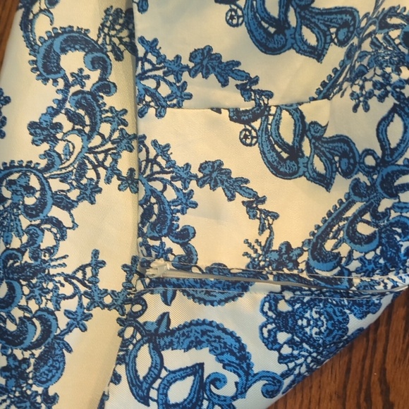 Speechless Satin Maxi Trumpet Skirt Blue/White Scroll Pattern Sz L - Picture 5 of 8